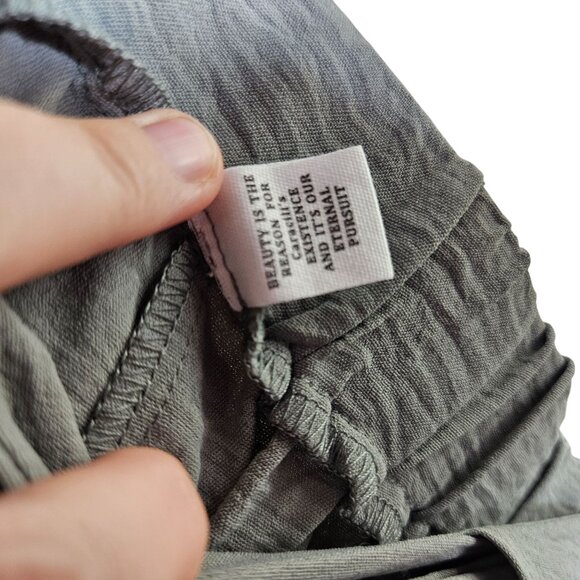 Caracilia Gray High-Waisted Pants Wide‎ Leg Pull On Tie Waist L Beachy Work - Picture 6 of 11